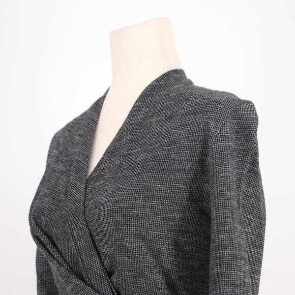 M.M.LAFLEUR Casey Dress Mini Houndstooth Ruched Drape Wrap Gray/Black Size S - Picture 4 of 9